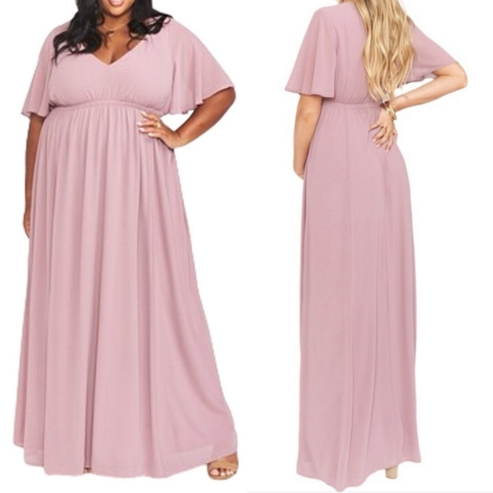 NWT SHOW ME YOUR MUMU SMYM Emily‎ Empire Maxi Dress Antique Rose Chiffon XL